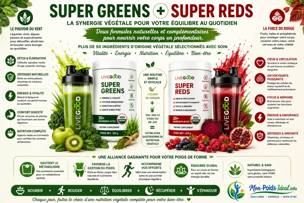 Jus santé & poids idéal super greens + super reds
