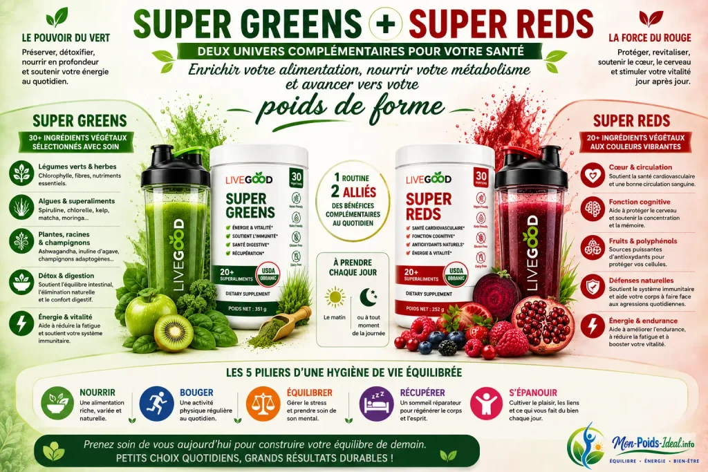 Jus santé & poids idéal super greens super reds