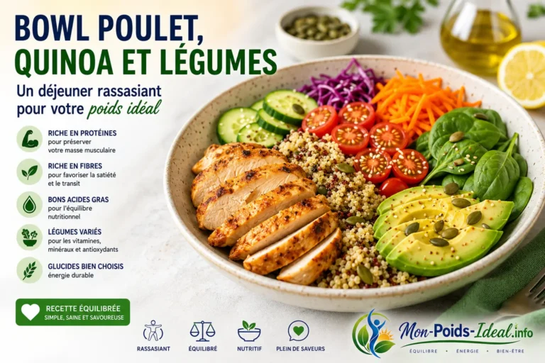 Bowl poulet quinoa et légumes frais